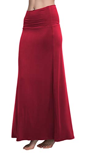 Image of Urban CoCo Women's Stylish Spandex Comfy Fold-Over Flare Long Maxi Skirt