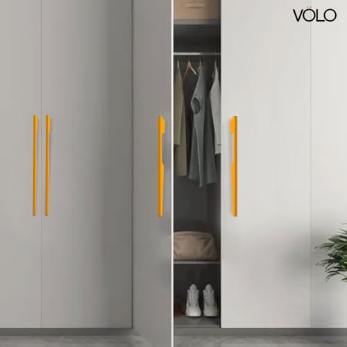 Image of VOLO Aluminium Wardrobe Handle - Elegant Pull Handle for Wardrobe Doors, Cabinet Doors, and Drawers in Kitchen, Office, and Bedroom (Pack of 2 Pieces) (SAC-40 Gold 12 Inc (288mm))