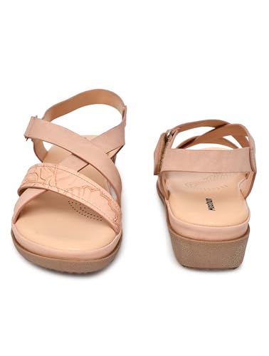 Image of Moshun Criss Cross Sandals for Women & Girls | Multi Strap & X Strap Flat Sandals, Bounce Back Technology Footbed with Adjustable Strap, Anti-Slip Sole | Lightweight Daily Wear Casual Slip-On Sandals