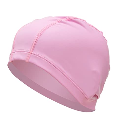 Fabric Swimming Cap Waterproof for Women Men Large Swimming Hat Pleated for Long Hairs PU Bathing Cap Soft Comfortable Swimming Pool Cap for Beach Spa