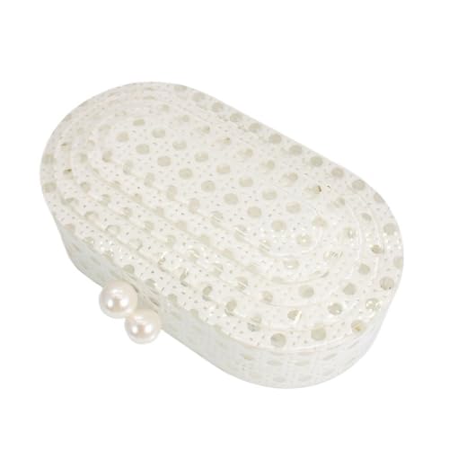 Image of Women Acrylic Rattan Clutch Purse Rattan Woven Evening Bag Wedding Party Purse Summer Beach Wicker Shoulder Handbag