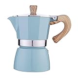 Klassischer Espressokocher für den Herd, Espressotasse, Mokkakanne, einfach und bequem zu bedienen, Seeblau, 150 ml