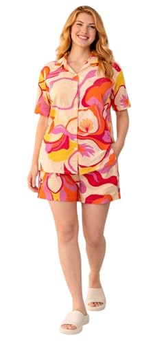 Image of Women Pajama Set Printed Cord-Set Night Suit Set of Shirt & Shorts Set Women Night Wear Set