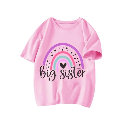 Big Sister Shirt Toddler Girls T-Shirt Promoted to Big Sister Clothes Outfit Announcement Tees Little Kids Top 2-7T