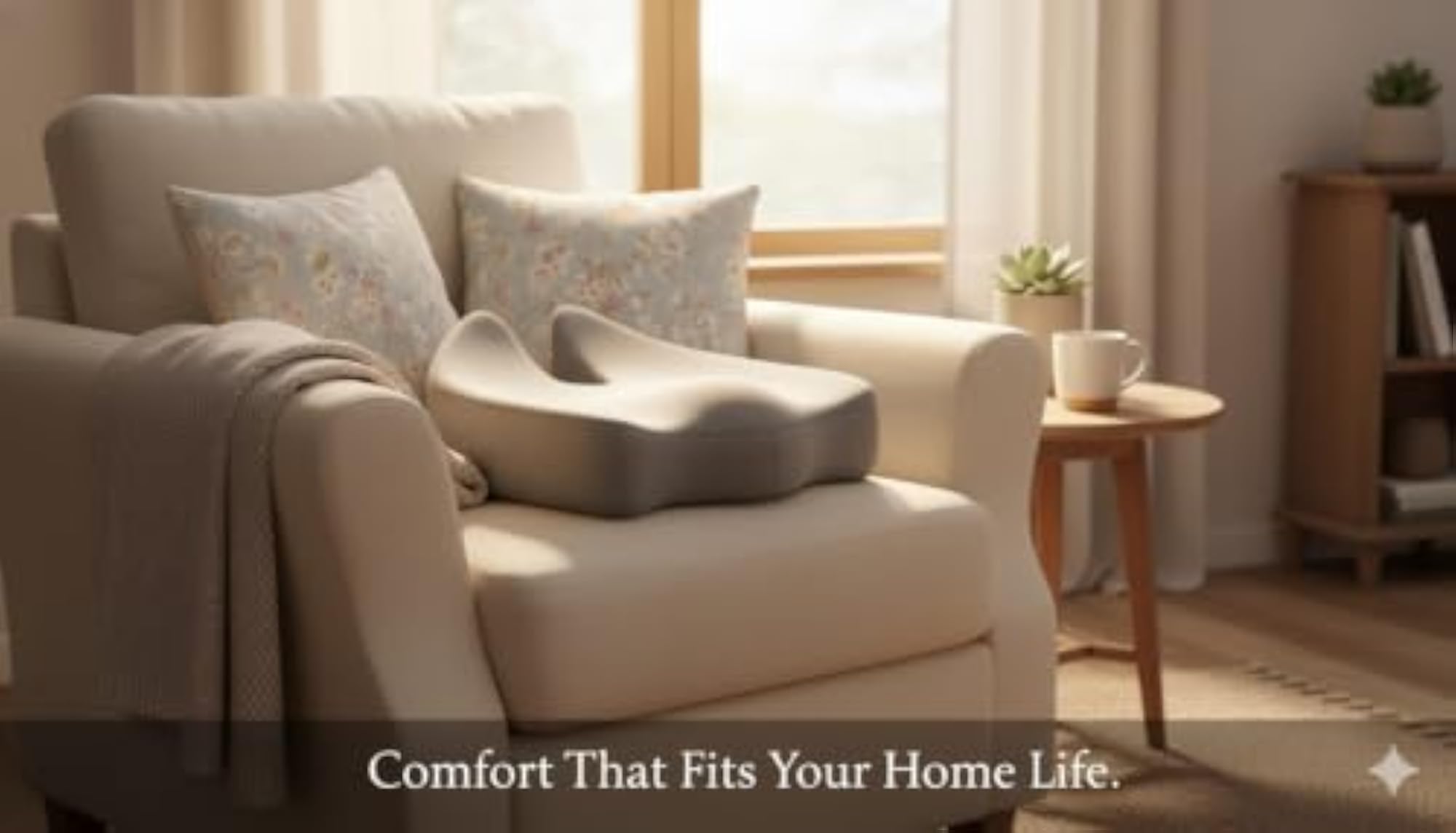 Memory Foam Coccyx N Seat Cushion, Ergonomic Tailbone Support Pillow