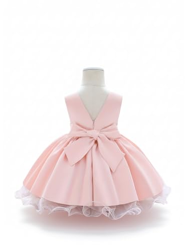 Image of Frock for Kids Girls with Big Bow and Fluffy Net Layer, Stylish Western Dress for Birthday, Wedding and Special Occasions for Girls 1 to 7 Years