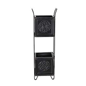 Deco79farmhousetwotiermetalplanter13wx46hblack  Urban Country Home Decor Deco 79 farmhouse two tier metal planter 13 w x 46 h black  urban country home decor
