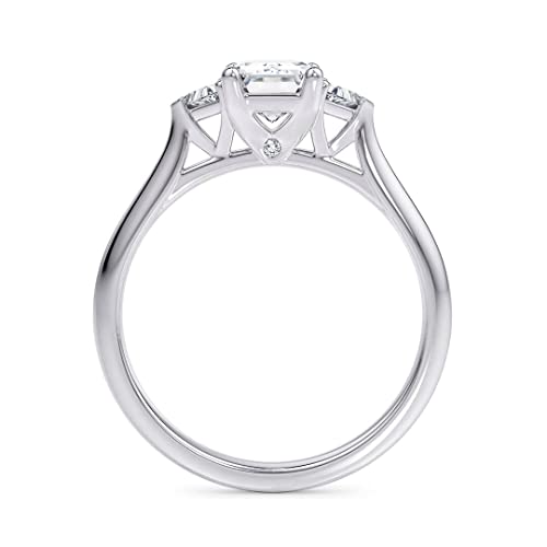 Engagement Ring 2 CT Moissanite 3 Stone Emerald Cut Engagement Rings for Women S925 Sterling Silver Free Engraving Style 63