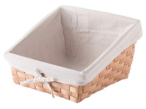 Vintiquewise QI003502.L Wooden Angled Basket with Fabric Liner for Storage and Display, Brown