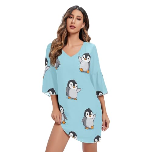Robe d'été pingouin bleu pour égayer les journées ensoleillées de votre enfant