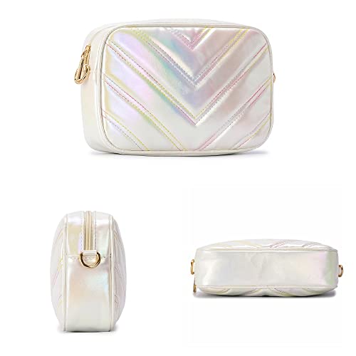 Image of Herald Quilted Small Crossbody Bag with Coin Pouch for Women | Lightweight, Vegan Leather, Trendy Style, Detachable Mini Pouch, 2 Size Cross Body Handbags with Wide Strap for Daily Travel