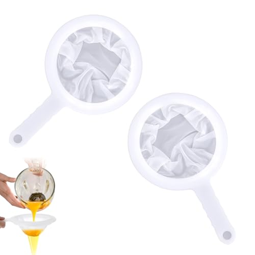 PHMING Pack of 2 Plastic Kitchen Strainers, 200 Mesh Kitchen Strainers, Fine with PP Handle, Fine Mesh Strainer, for Filtering Juice, Soy Milk and Milk