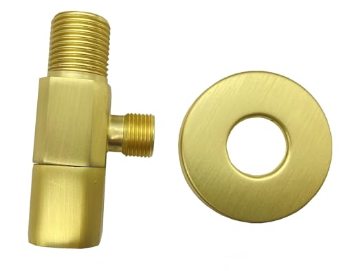 Wasserdurchlass, 1/2 - 3/8 Zoll, Eckventil aus Keramik, Winkelventil, ideal für Badezimmer, Hallen, Bars oder Restaurants (Gold)