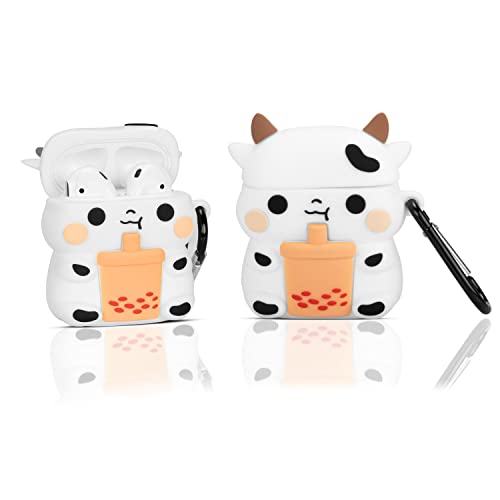Ztowoto AirPods Case Kompatibel mit Airpods 1/2 Case Silikon Kits Lustige 3D Cute Cartoon Kühe für Kinder Mädchen Teens Frauen Jungen (AirPods1/2, Kühe) Cover