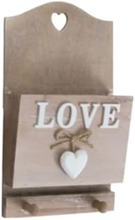 Shabby Chic Natural Wood Letter Rack with White Lettering - 26.5 cm - HOME OR LOVE Design (LOVE)