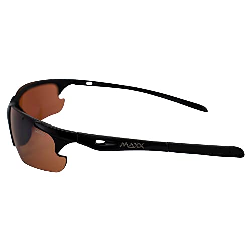 MAXX Storm Sports & Motorcycle Sunglasses TR90 Black Frame w/HD Amber Lens3