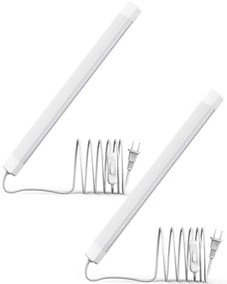 ASOKO 16 Inch Under Cabinet Lights,Plug and Play Under Counter Lighting,6000K Cool White with 700LM Bright,ETL Light Bar with ON/Off Switch for Kitchen, Desk,Workbench-2 Pack