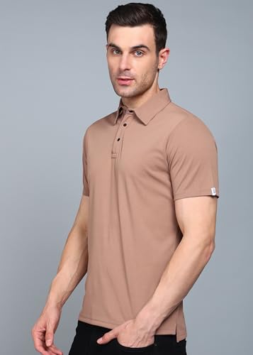 Image of INKKR Men Soild Polo Neck Texture T-Shirt
