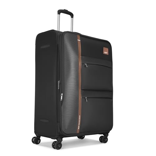 Image of VIP Grande 8 Wheel Check-in (Large Size) Soft Case Trolley Bag | TSA Lock | Expandable Polyester Luggage | 3 Year International Warranty | Anti-Theft Zipper | 81 CM Suitcase for Travel | Black
