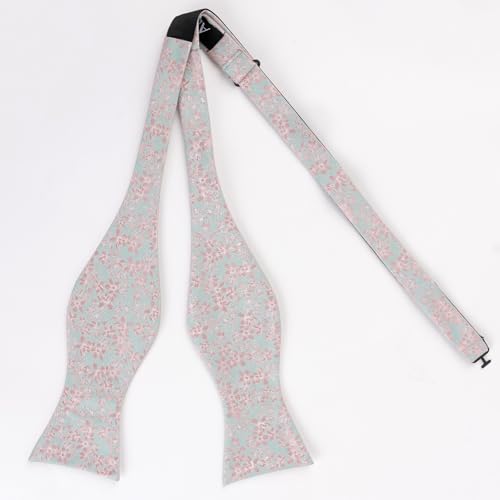 Image of Alizeal Mens 2pcs Floral Pattern Bow Tie Set | Self-tied Pocket Square Colorful Perfect for Weddings Proms Business