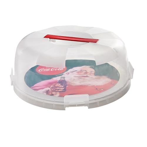 Snips, Porta Torta Coca-Cola Vintage, Porta Dolci Natalizio Decoro Coca-Cola Santa Claus Vintage, Porta Dolci con 4 Chiusure di Sicurezza, Diametro 28 cm, Made in Italy