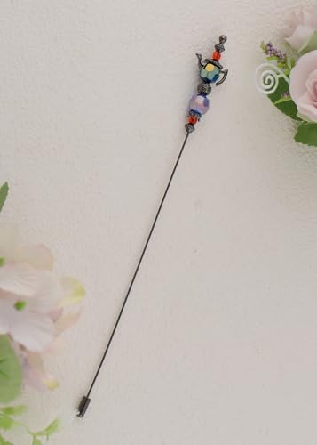 Image of Alilang Gold Magic Lamp Hat Pin Retro Long Handle Hat and Lapel Pins with Flexible Bendable Design on Hats, Scarves, and Suits