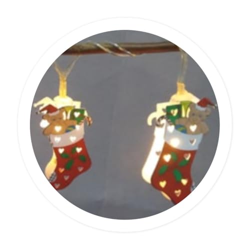 VoltShine Guirnalda - guirnalda de calcetines navideños con luces led, 1,35 m de longitud, funciona a pilas, ideal para decoraciones festivas