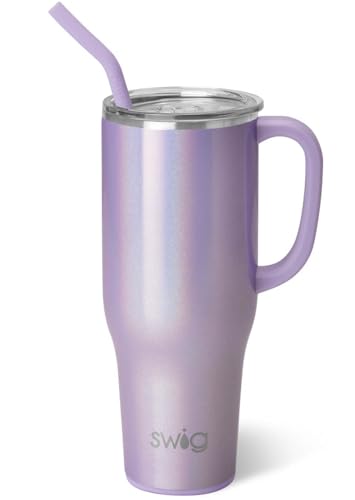 Image of Swig Life 40oz Mega Mug, 40 oz Tumbler with Handle and Straw, Cup Holder Friendly, Dishwasher Safe, Extra Large Insulated Tumbler, Stainless Steel (Pixie)