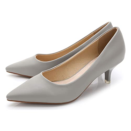 Image of Women's Low Kitten Heel Pumps Classic Fashion Dress Pumps Simple Heeled Shoes for Office Work