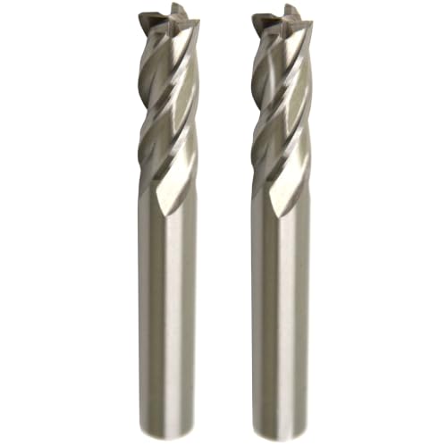Image of 1 /8 Dia M2 High Speed Steel HSS 4-Flute 2Pcs Square Endmill Cutter, CNC Grinded Router Bits Precision Milling Slotting Tool for Aluminum, Copper, Carbon Steel, Cast Iron, Steel