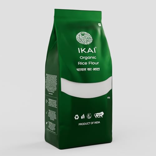 IKAI Organic Rice Flour 450g | Gluten-Free, Stone-Ground & Natural | Light, Easy to Digest and Fiber Rich | Ideal for Rotis, Dosa, Idiyappam and Baking