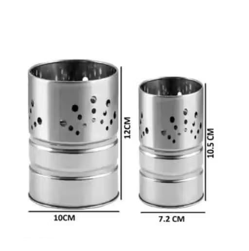 Image of ALTRON Stainless Steel Cutlery Holder Combo Set (2 Pcs - Medium & Small) | Multipurpose Spoon Fork Knife Stand | Pen Holder, Toothbrush & Makeup Brush Organizer | Kitchen & Dining Table Utensil Storag