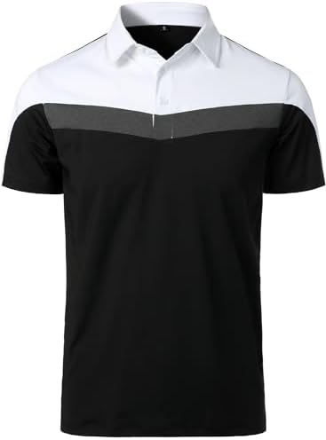 HOOD CREW Classic Casual Sports Short Sleeve Color Patchwork Polo Shirt for Men