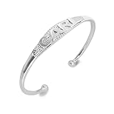Better Jewelry Personalized 925 Sterling Silver Custom Name Plate West Indian Bangle with Ball Ends, Custom name cricket bangle, 1 piece (8')