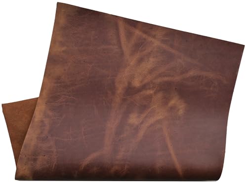 HAPPER STUDIO Cuir de bœuf épaisseur 1,7 mm. Cuir ciré Pull-Up Crazy Horse. Feuilles de cuir véritable pour le bricolage. (1, Whiskey brun, A4 (210 x 297 mm))