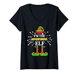 donna costume natalizio con scritta i'm the adventurous elf (lingua italiana non garantita) maglietta con collo a v
