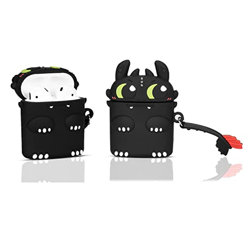 Ztowoto Étui AirPods Compatible avec Les Airpods 1/2 étui Kits de Silicone drôle 3D Mignon Dessin animé AirPods Couverture pour Enfants Filles Adolescents Femmes garçons (AirPods1/2-Black-yesha) Cover