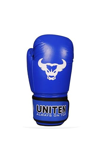 Image of Indian Amateur Boxing Gloves | Leather Gloves | Unisex Boxing Gloves (Blue, 8 OZ)