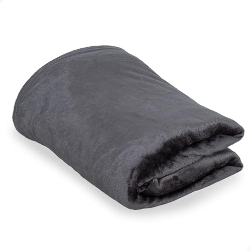 MOPAREL Manta Lisa Sedalina 130x160cm Súper Suave y Cálida. Muy Ligera y Confortable para Cama Sofá y Sillón. Cobertor 100% Poliéster. Calidad 250g/m². Color Gris Oscuro