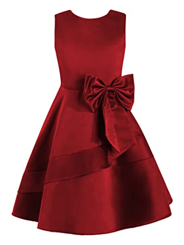 YEAHDOR Girl's Satin Princess Dress Elegant Flower Girls Bowknot Special Occasion Ball Gown