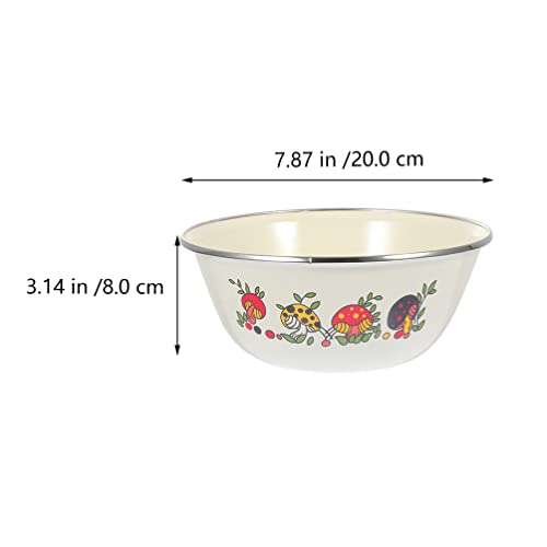 Yardwe Japanese Snacks 2Pcs Vintage Enamel Basin Bowls Round Enamelware Serving Bowl Enamel Salad Bowl For Pasta Cereal Soups 20X20X8Cm Home Decor #TOP5