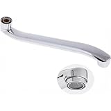 Topolenashop Canna di Ricambio Cromata 25CM per Rubinetto a Muro Becco Girevole Universale per Miscelatore Cucina o Vasca Attacco Standard, Curva Orientabile, Finitura Lucida Anti-Corrosione 69672