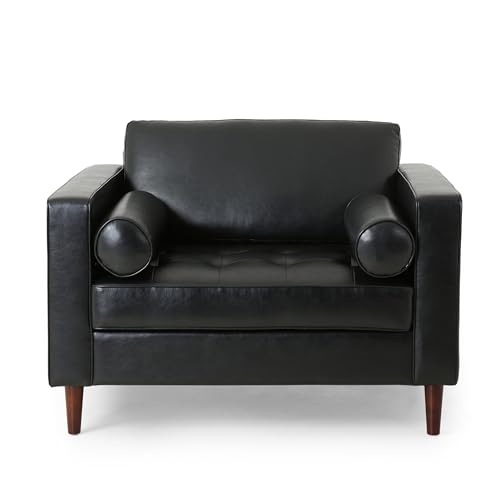 Sillón club tapizado negro con cojines miniatura 4