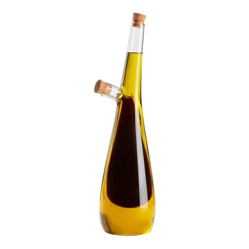 WINAKUI - Juego de dispensador de aceite y vinagre, 2 en 1, botella dispensadora de aceite de oliva y vinagre con tapones de corcho, vidrio doble...