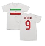 SWEET LEMONS Iran Pride Taremi 9 Two-Sided Jersey Style Unisex T-Shirt (White, Large)