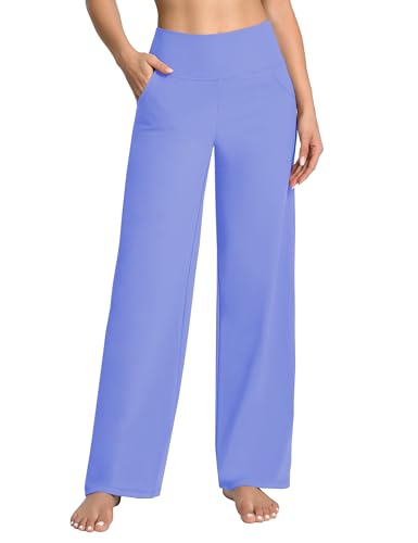 Image of BUBBLELIME Women High Waist Wide Legs Yoga Pants Loose Sweatpants Pockets | 29 inch /31 inch /33 inch /35 inch /37 inchInseam,2 Styles / Dress /Basic,Lounge,Comfy,Stretch Casual Work