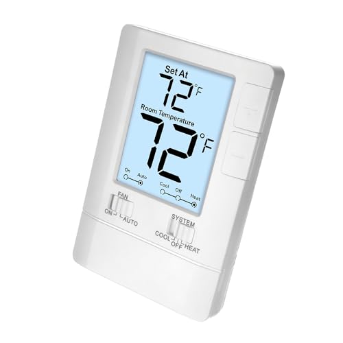 Thermostat for Home Non-Programmable Single-Stage Systems, 1 Heat/1 Cool, Easy DIY, White Backlight