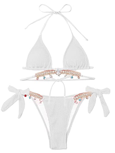 GORGLITTER Damen Bikini Set Bikini Mit Strass Triangel Badeanzug Zweiteiler...