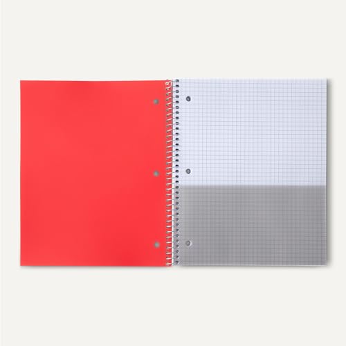 Image of Amazon Basics 4x4 Graph Ruled Spiral Notebook, Poly Cover, 100 Sheets, 9 inch x 11 inch, Coral, 3 pack