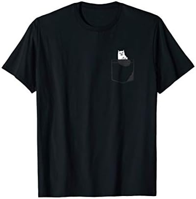 Faux fake pocket cat middle finger funny shirt
